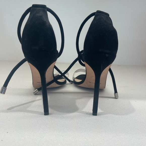 Manolo Blahnik black suede ankle wrap sandal with clear toe strap - Picture 4 of 9